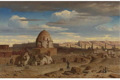 VIEW OF THE SOUTH OF THE NECROPOLIS IN CAIRO WITH THE CITADEL IN THE BACKGROUND