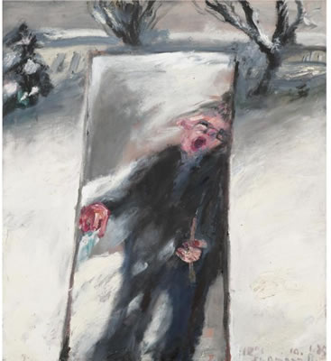 Portrait of Klaus Fussmann: SELF PORTRAIT IN MIRROR IN SNOW