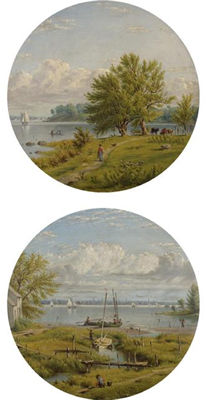 VIEW ACROSS THE HUDSON TO NEW YORK: A PAIR OF PAINTINGS