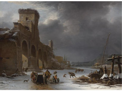 WINTER LANDSCAPE WITH THE TIBER AND THE PONTE MOLLE, ROME by Willem Schellinks - Auction record, sale price, and art valuation. Compare with similar artists and explore comparable artworks.