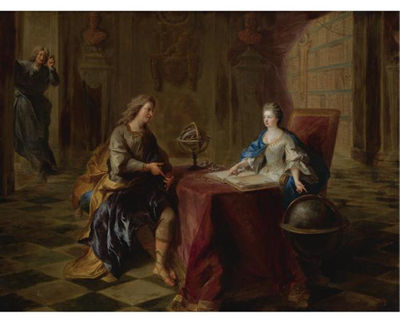 THE ASTRONOMY LESSON OF THE DUCHESSE DU MAINE by Francois de Troy - Auction record, sale price, and art valuation. Compare with similar artists and explore comparable artworks.