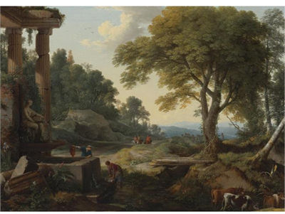 LANDSCAPE WITH TWO WOMEN AT A FOUNTAIN, A HERD OF COWS AT A STREAM AND TRAVELLERS ON HORSEBACK by Laurent de La Hyre - Auction record, sale price, and art valuation. Compare with similar artists and explore comparable artworks.
