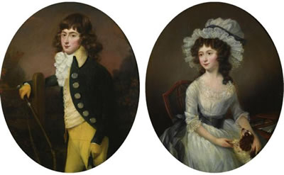 THREE QUARTER LENGTH PORTRAITS OF MASTER HARRY CROFT AND HIS SISTER. MISS SARAH CROFT: A PAIR OF PAINTINGS