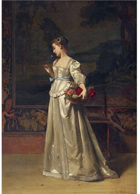 THE ROSE BASKET by Florent Willems - Auction record, sale price, and art valuation. Compare with similar artists and explore comparable artworks.