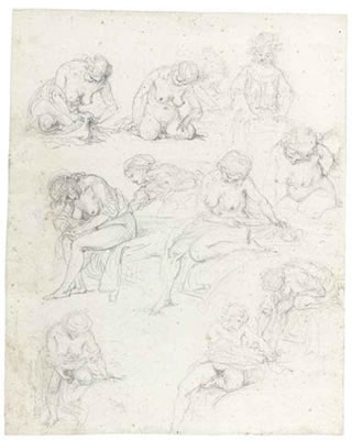 SHEET OF STUDIES OF NUDE YOUNG WOMEN