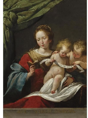 THE MADONNA READING, WITH THE CHRIST CHILD AND INFANT SAINT JOHN THE BAPTIST