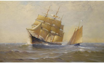 CLIPPER SHIP AND SAILBOAT