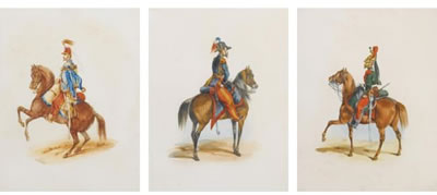 MOUNTED FRENCH MILITARY OFFICERS: 30 WORKS