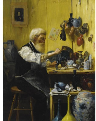 Sample artwork by William Verplanck Birney (1858 - 1909), known for genre,rural-life landscapes, figures and interiors - View similar artists and auction records