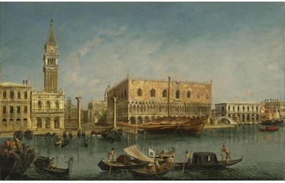 VENICE, A VIEW OF THE MOLO FROM THE BACINO DI SAN MARCO, WITH THE PIAZZETTA AND THE PALAZZO DUCALE by Francesco Albotto - Auction record, sale price, and art valuation. Compare with similar artists and explore comparable artworks.