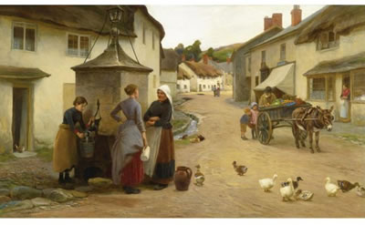 VILLAGE GOSSIPS IN BEER, SOUTH DEVON