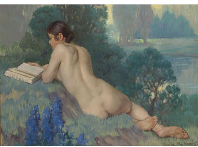 NUDES READING: A PAIR OF PAINTINGS