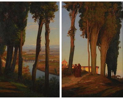 'CYPRESSES ON MONTE MARIO NEAR ROME' AND 'CYPRESSES &AMP;CONVENT AT SAN MINIATO NEAR FLORENCE (2)