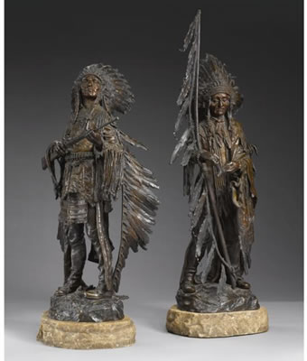 Sample artwork by Carl Kauba (1865 - 1922), known for sculpture-western figure, native american - View similar artists and auction records