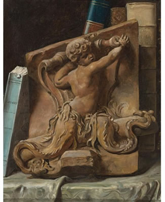 TROMPE L'OEIL OF A BOOKSHELF WITH A TERRACOTTA RELIEF by Julien Leopold Boilly - Auction record, sale price, and art valuation. Compare with similar artists and explore comparable artworks.