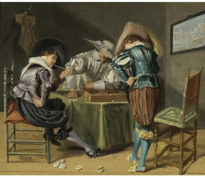TRIC-TRAC PLAYERS IN AN INTERIOR by Dirck Hals - Auction record, sale price, and art valuation. Compare with similar artists and explore comparable artworks.