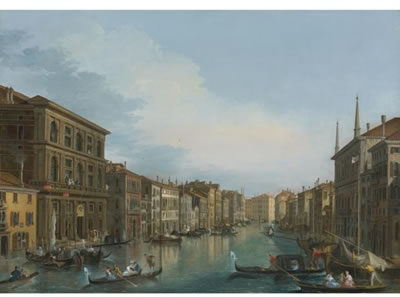 VIEW OF THE GRAND CANAL FROM THE PALAZZO GRIMANI by Giuseppe Bernardino Bison - Auction record, sale price, and art valuation. Compare with similar artists and explore comparable artworks.