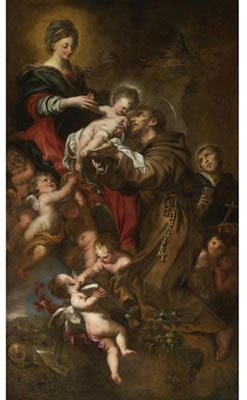 MADONNA AND CHILD ADORED BY SAINT FRANCIS OF ASSISI