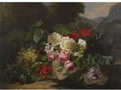 STILL LIFE WITH FLOWERS AND FRUIT