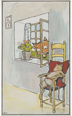 Set of illustrations for The Cock, The Mouse and The Little Red Hen