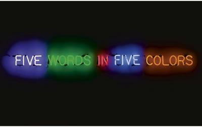 FIVE WORDS IN FIVE COLORS by Joseph Kosuth - Auction record, sale price, and art valuation. Compare with similar artists and explore comparable artworks.