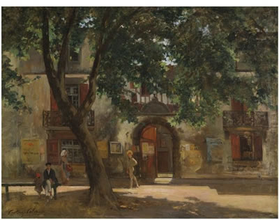 AFTERNOON IN A FRENCH VILLAGE by Gustave Colin - Auction record, sale price, and art valuation. Compare with similar artists and explore comparable artworks.