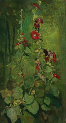 RED HOLLYHOCKS by John La Farge - Auction record, sale price, and art valuation. Compare with similar artists and explore comparable artworks.