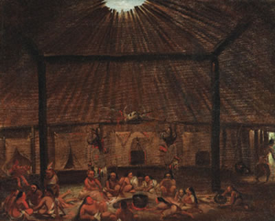 INTERIOR OF A MANDAN LODGE
