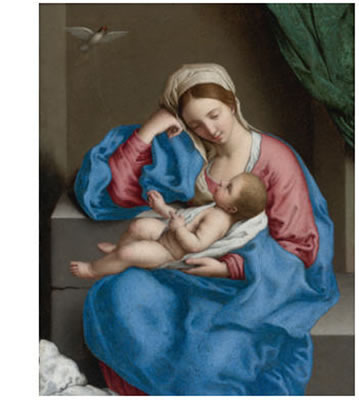 MADONNA WITH THE INFANT CHRIST CHILD HOLDING A GOLDFINCH ON A STRING