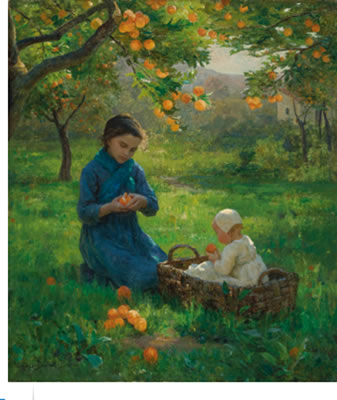 UNDER THE ORANGE TREE by Virginie Elodie Marie Therese Demont-Breton - Auction record, sale price, and art valuation. Compare with similar artists and explore comparable artworks.
