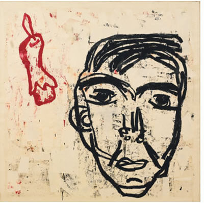 Portrait of Donald Baechler: SELF-PORTRAIT AS JASPER JOHNS