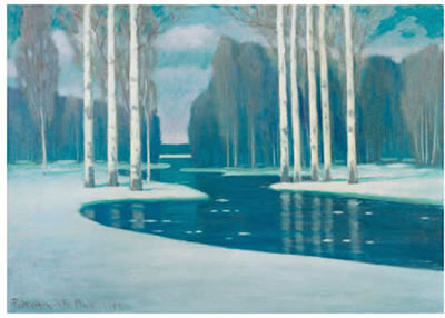 BIRCH TREES BY A RIVER