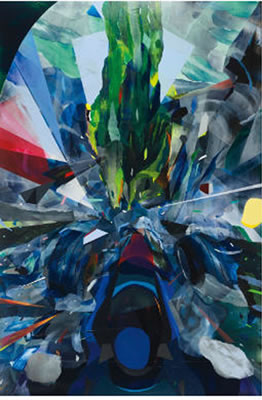 Sample artwork by Kristin Baker (Born 1975), known for acrylic abstract auto-racing themed painting, prints, assemblage, photography - View similar artists and auction records