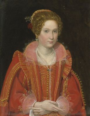 PORTRAIT OF A LADY, HALF-LENGTH, DRESSED IN PINK