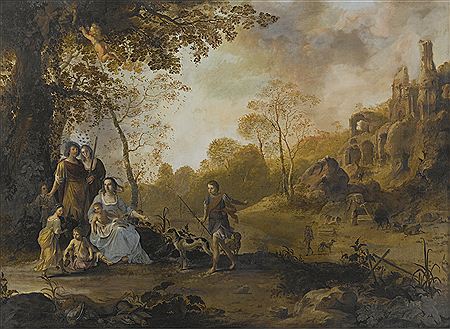AN ALLEGORICAL FAMILY PORTRAIT IN A LANDSCAPE