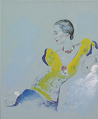 Sample artwork by Cecil Walter Hardy Beaton (1904 - 1980), known for celebrity portrait painting, photography, fashion design - View similar artists and auction records