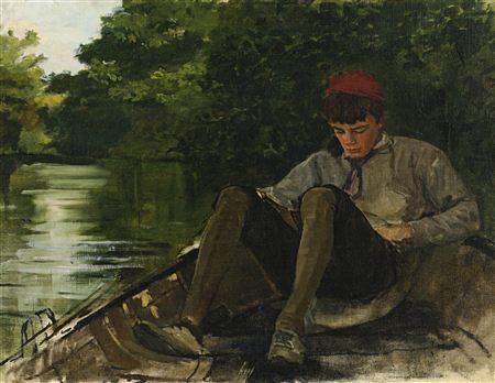 READING ON A BOAT by Ellen Day Hale - Auction record, sale price, and art valuation. Compare with similar artists and explore comparable artworks.