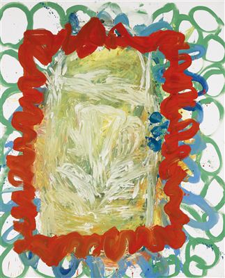 Portrait of Georg Kern Baselitz: SELBSTPORTRÄT ROTE BANDEROLE (SELF PORTRAIT RED BAND)