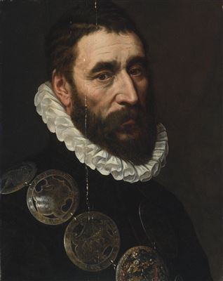 PORTRAIT OF A BEARDED MAN, BUST LENGTH, WEARING A CHAIN OF GUILD BUCKLES by Adriaen Thomasz Key - Auction record, sale price, and art valuation. Compare with similar artists and explore comparable artworks.