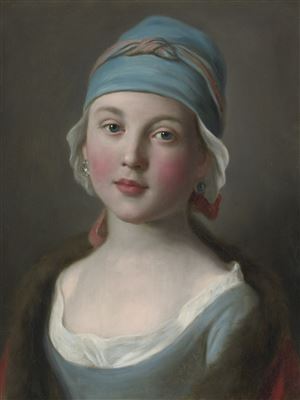 PORTRAIT OF A RUSSIAN GIRL IN A BLUE DRESS AND HEADDRESS by Pietro Antonio Rotari - Auction record, sale price, and art valuation. Compare with similar artists and explore comparable artworks.