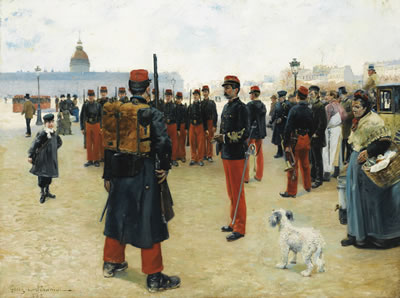 ELÈVES CAPORAUX SUR L'ESPLANADE DES INVALIDES À PARIS by Pierre Georges Jeanniot - Auction record, sale price, and art valuation. Compare with similar artists and explore comparable artworks.