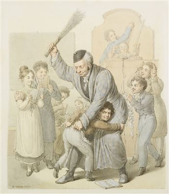THE PROPOSAL AND COMMOTION IN THE SCHOOL ROOM: TWO WATERCOLORS
