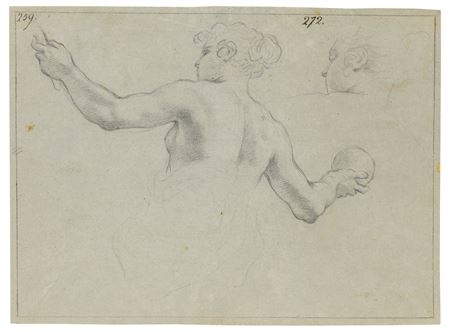 RECTO: A STUDY FOR A FEMALE ALLEGORICAL FIGURE AND A SEPARATE STUDY FOR HER HEAD; VERSO: A STUDY FOR THE SAME FIGURE
