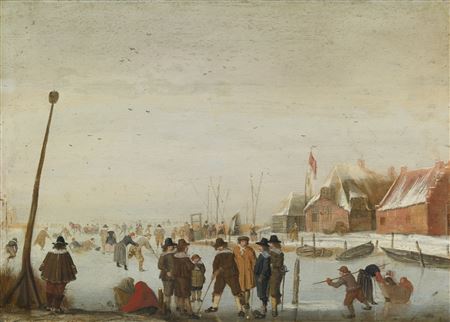 WINTER LANDSCAPE WITH SKATERS AND "COLFERS" ON A FROZEN INLET by Barent Avercamp - Auction record, sale price, and art valuation. Compare with similar artists and explore comparable artworks.