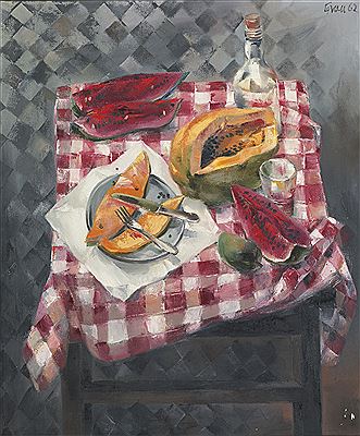 MESA CON FRUTAS