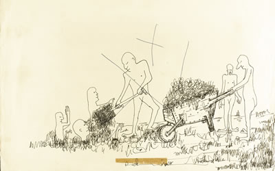 "WITH JUST THEIR HEADS ABOVE THE GROUND" FROM 'THE WUMBERLOG (OR THE MAGIC DOG)'