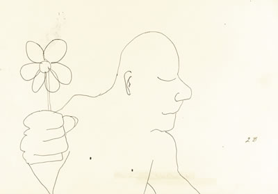UNTITLED ILLUSTRATION OF A MAN HOLDING A FLOWER