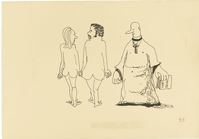 UNTITLED ILLUSTRATION OF A VICAR GAZING AT A NAKED COUPLE