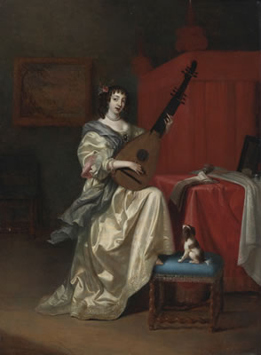 PORTRAIT OF A YOUNG WOMAN PLAYING THE LUTE