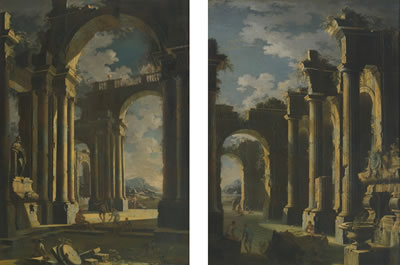 ARCHITECTURAL CAPRICCIOS: A PAIR (2) by Leonardo Coccorante - Auction record, sale price, and art valuation. Compare with similar artists and explore comparable artworks.